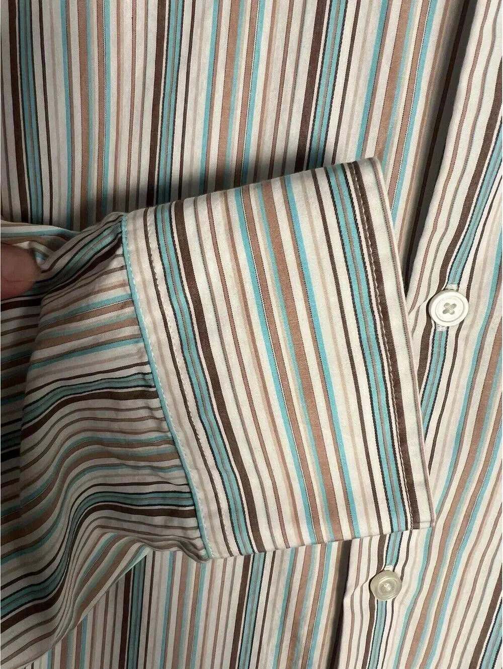 Banana Republic Dress Shirt XL 17 - 17.5  Men’s Striped Cotton Button Down EUC